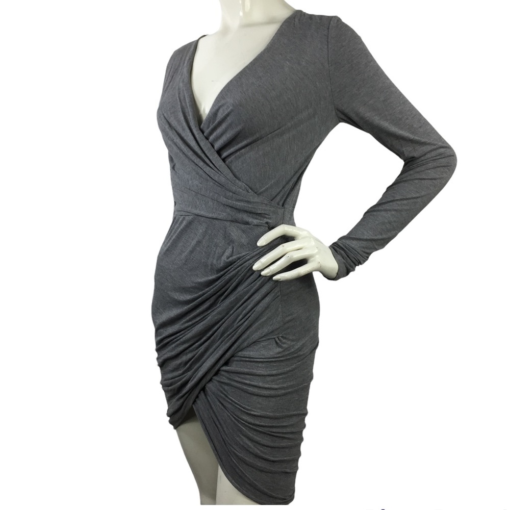 Rebecca Minkoff Faux Wrap Mini Dress Grey Size M